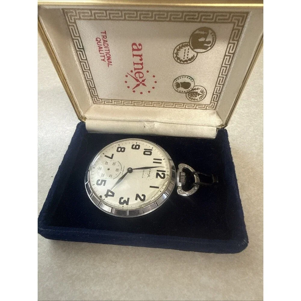 Vintage Arnex 17 Jewels Incabloc with Box Pocket Watch